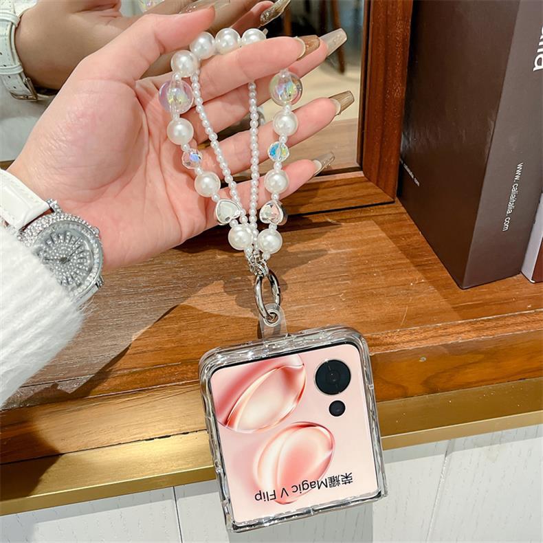 Transparent Folding Phone Case For Honor Magic V Flip With Bracelet_voghion.com