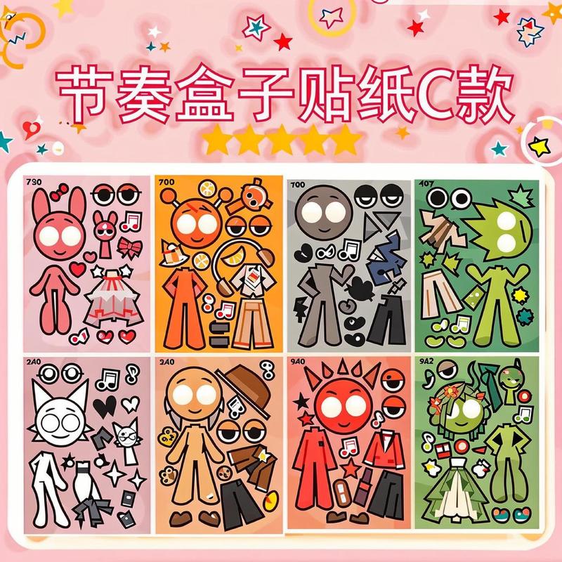 女の子と子供向けの既製のドレスアッププリンセスステッカー、知育玩具、手作りの漫画ステッカー、キラキラメイクアップステッカー|undefined