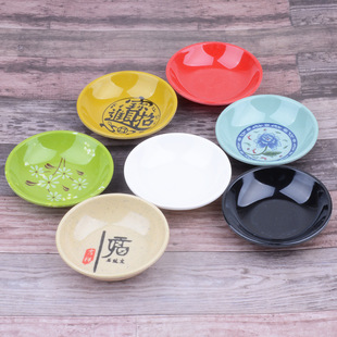 Flavor Dish Melamine Small Dish 3.5 Inch Round Dish Porcelain Imitation Plastic Drop Resistant Dip Dish Wasabi Soy Sauce Dish Painting Dish Commercial