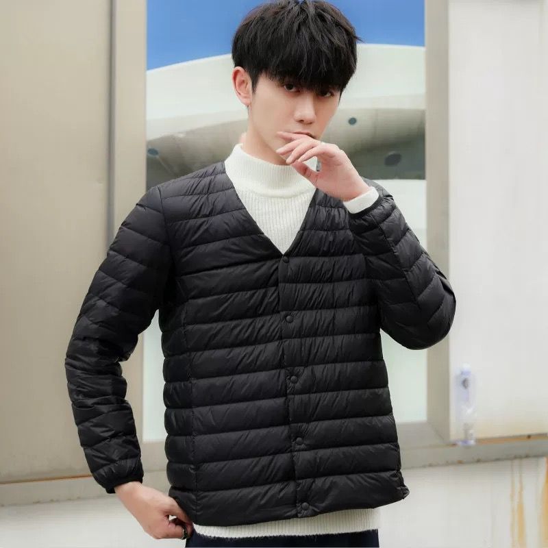 2025新款秋冬男羽绒服内胆圆领可变V领内搭大衣轻便保暖90白鸭绒
