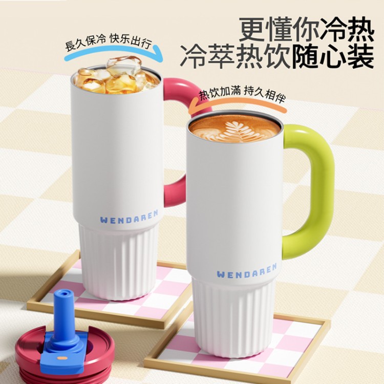 Moda coche de gran capacidad paja de cerámica taza de aislamiento térmico para mujeres Iceba al aire libre olla de aislamiento térmico nuevo
