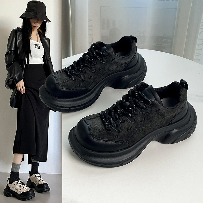 Sgirl Twtw Retro Big-Toe Thick-Soled Breathable Dad Shoes for Women, Versatile, Lightweight, Comfortable, Casual Sports White Shoes