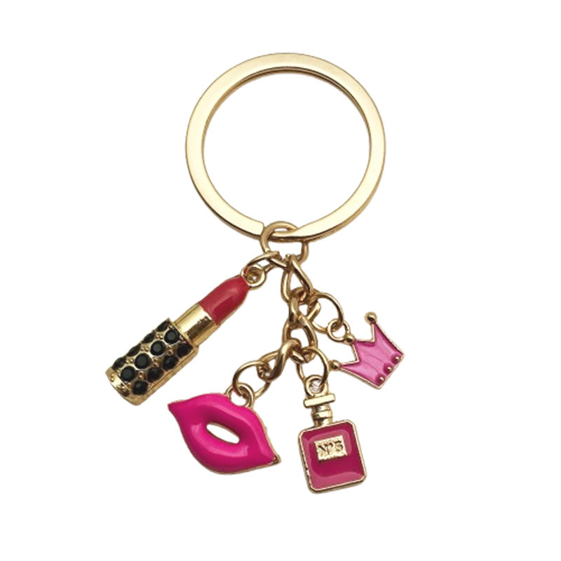 Cross-Border Valentine's Day Rose Red Lipstick Lip Perfume Crown Pendant Keychain Creative Bag Hanging High-End Pendant Cross-Border Valentine's Day Rose Red Lipstick Lip Perfume Crown Pendant Keychain Creative Bag Hanging High-End Pendant
