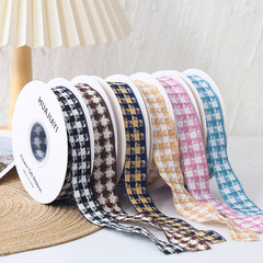 2.5cm千鳥格絲帶鮮花包裝織帶蝴蝶結手工diy綢帶緞帶花藝資材批發