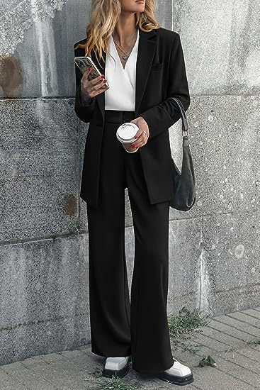 Women's Pant Set For Work Autumn Winter Professional Two Piece Outfit_voghion.com