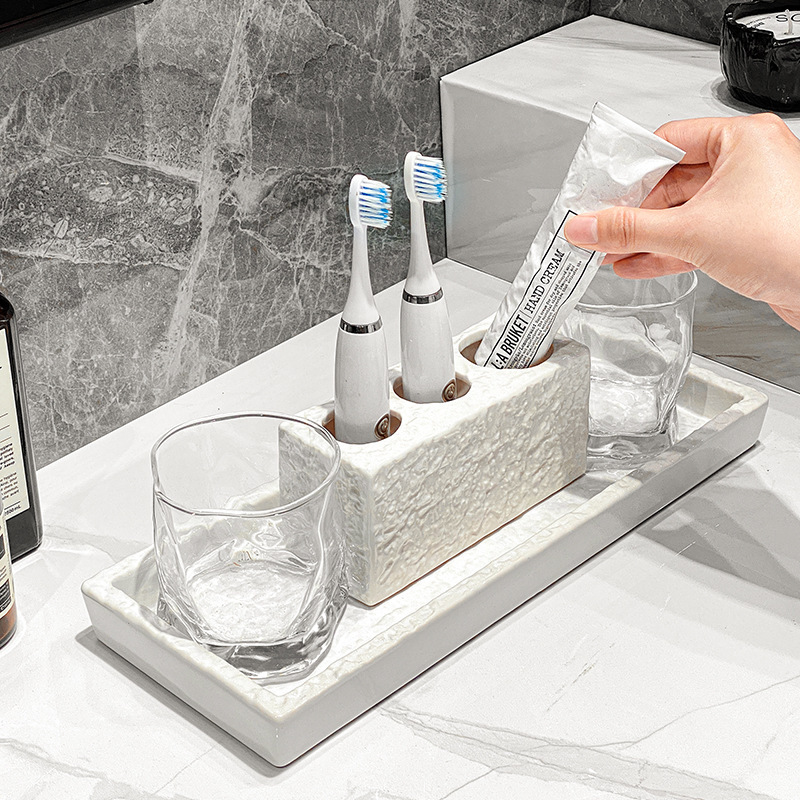 Hotel bathroom bathroom wash table bathroom mouthwash Cup tray aromatherapy jewelry storage plate storage rack