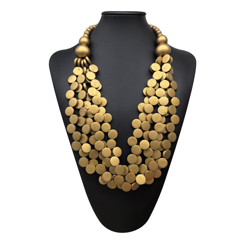 Cross-border New Foreign Trade Exaggerated Color Wood Beads Multi-layer Handmade Beaded Long Necklace Women's African Jewelry Wood Cross-border New Foreign Trade Exaggerated Color Wood Beads Multi-layer Handmade Beaded Long Necklace Women's African Jewelry Wood