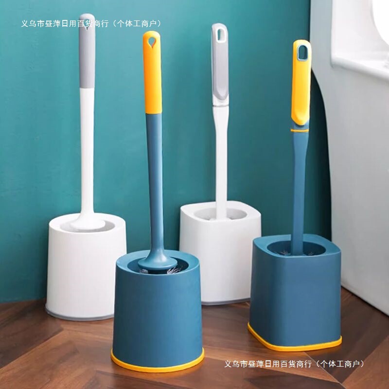 Toilet Brush Toilet Brush Cleaning Soft Bristle Dead Corner Brush Punch-Free Brush with Base Long Handle Set Home Bathroom