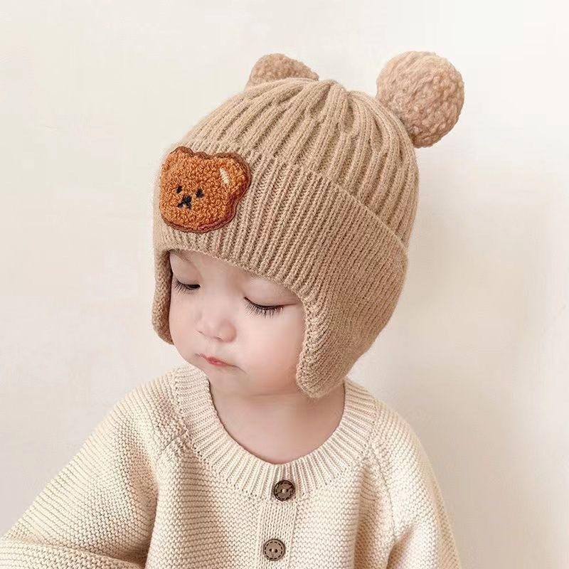 Gorro de punto para bebés abrigado y grueso, de lana – para recién nacidos en invierno, venta al por mayor.