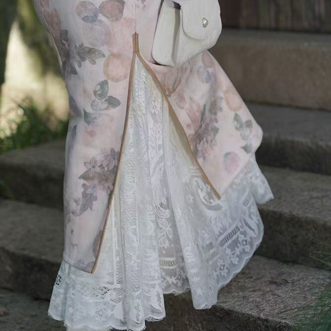 Plus-Size Cheongsam High-Waisted Petticoat Lace Hollow-Out Skirt Base New Versatile Mid-Length Long Full-Skirted Dress Plus-Size Cheongsam High-Waisted Petticoat Lace Hollow-Out Skirt Base New Versatile Mid-Length Long Full-Skirted Dress