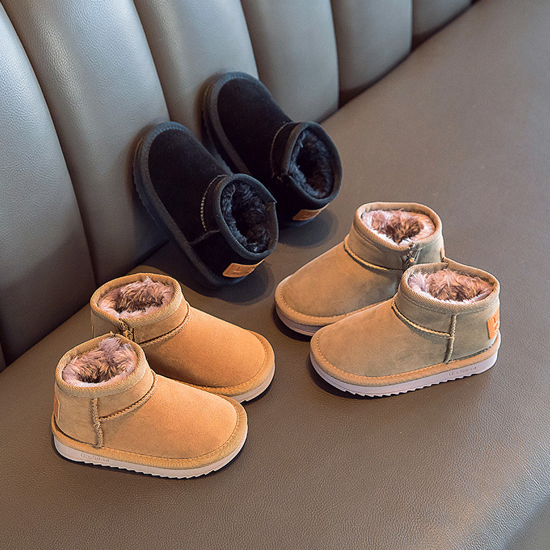 Stivali da neve per bambini 2023 Stivali corti da bambina con peluche spesso Stivali da bambino di medie e grandi dimensioni Scarpe di cotone per ragazzi Calde_voghion.com