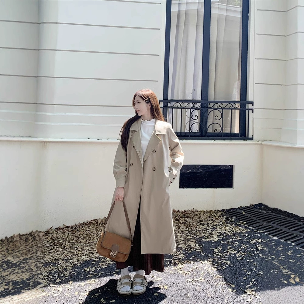 Дизайн весенний ретро длинное модное trench coat, куртка, oversize, свободный крой, британский стиль, плюс сайз, максимальная длина
