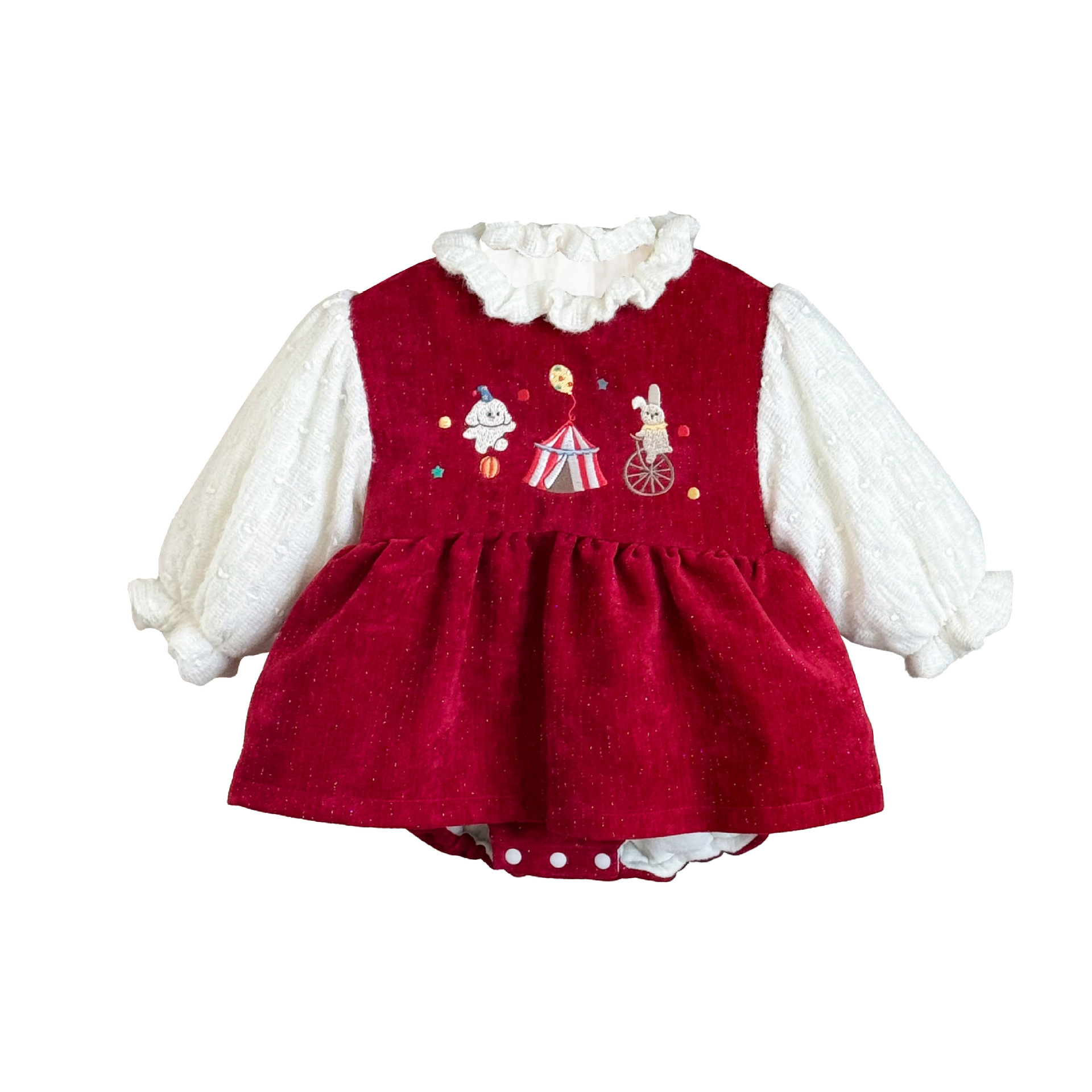 Ropa de invierno para bebés, ropa de algodón, bebé, conejo, circo, mamelucos gruesos, luna llena, cien días, ropa exterior