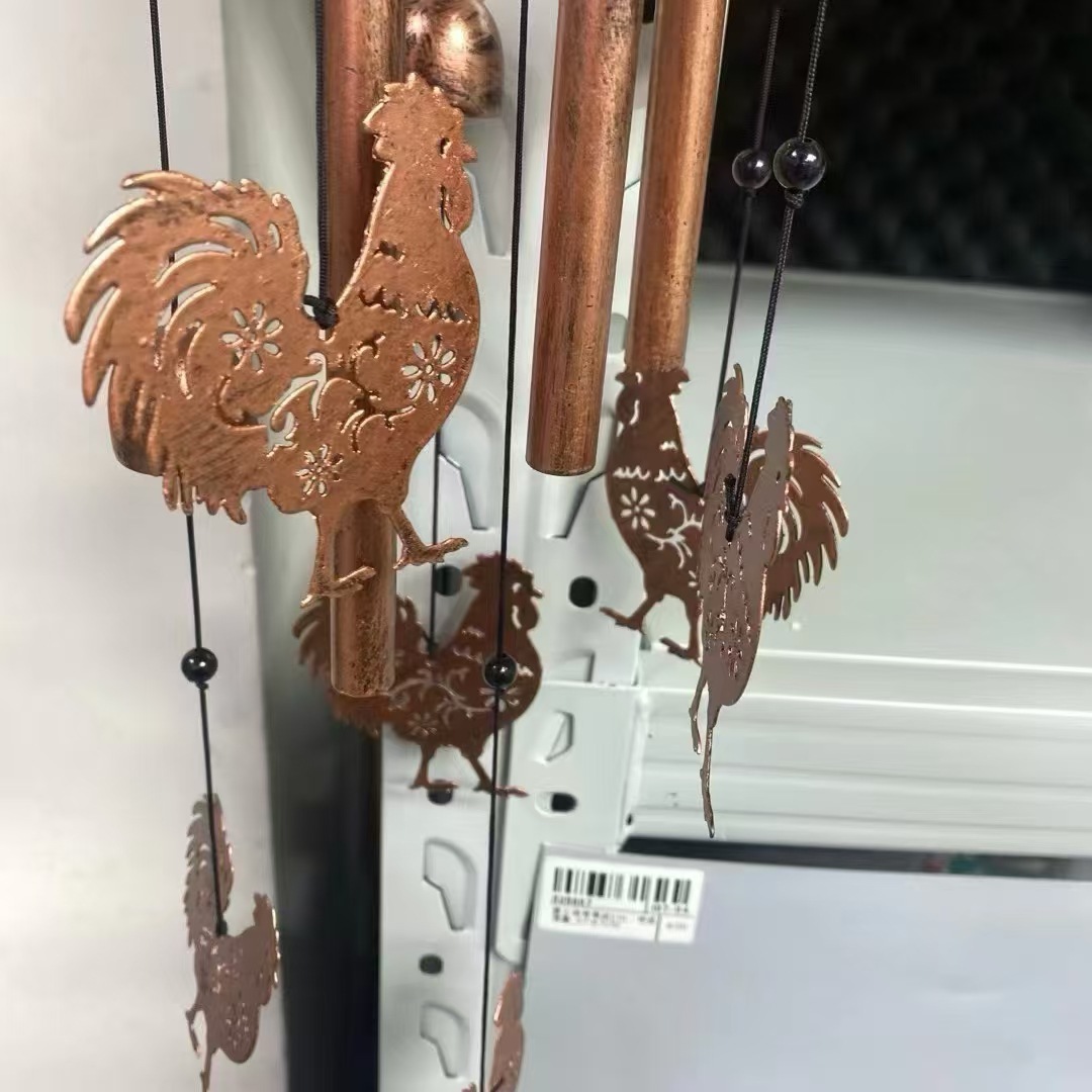 Vintage Metal Rooster Wind Chime For Garden And Outdoor Decor_voghion.com