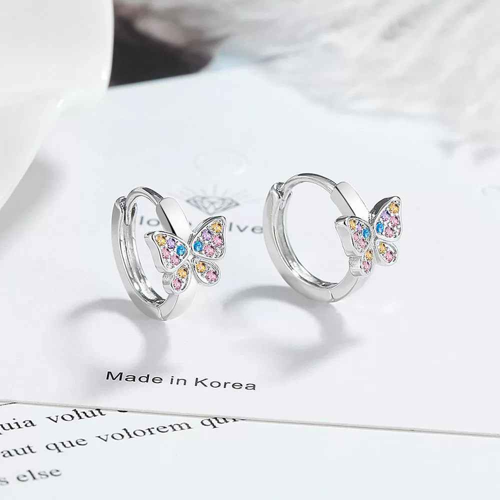 Earrings with bow, zirconium, European style