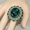 Retro big glossy crystal, adjustable ring for beloved, European style, with gem