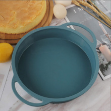 新款圆形硅胶家用平底吐司模具蛋糕慕斯烤盘蓝色烘焙工具甜点