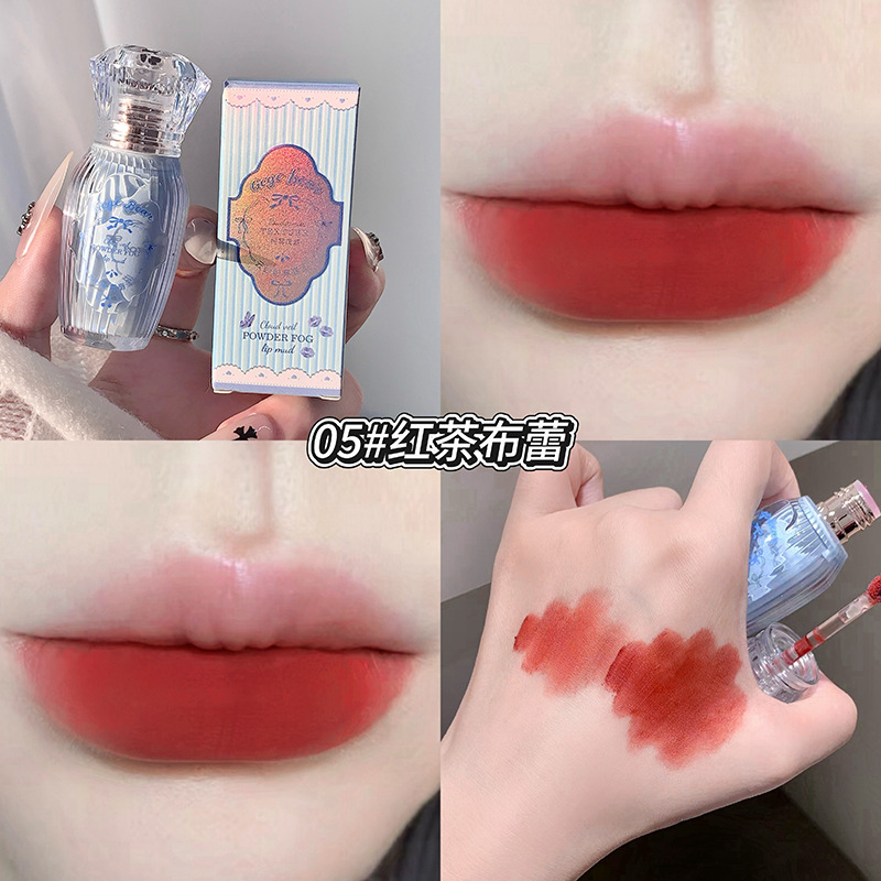 Gege bear cloud yarn polvo niebla lipstick no es fácil de tocar tazas no es fácil de descolorar blanquear mate niebla lápiz labial transfronterizo