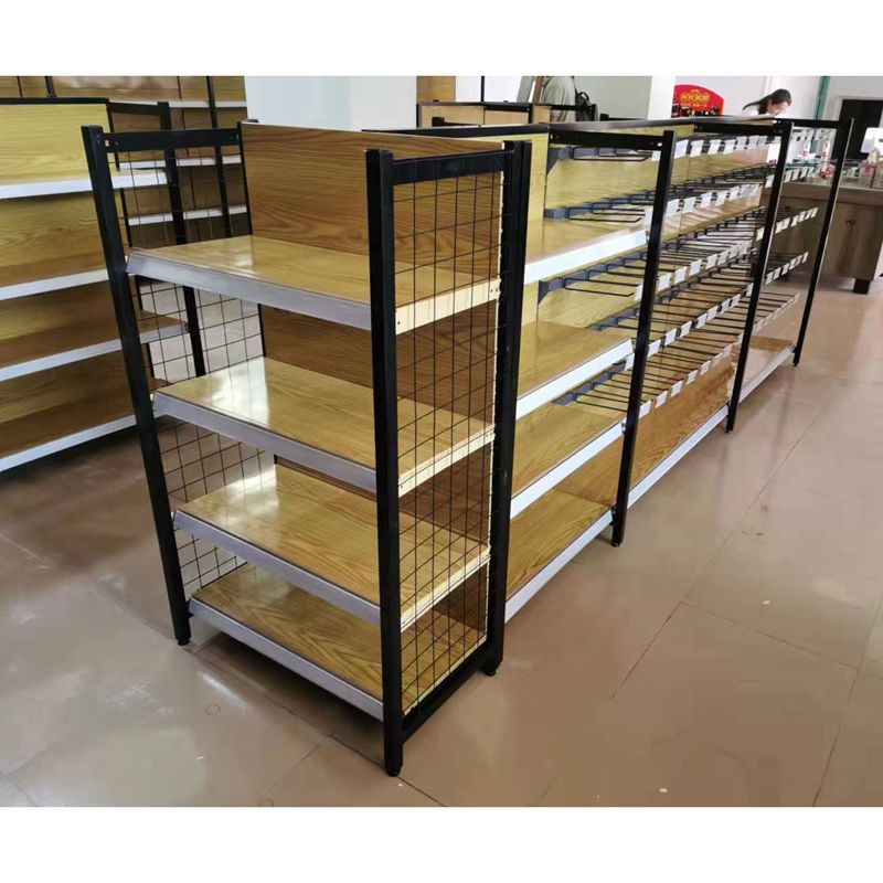 四柱木纹灰色母婴店奶粉超市货架便利店日用百货精品小卖部零食架