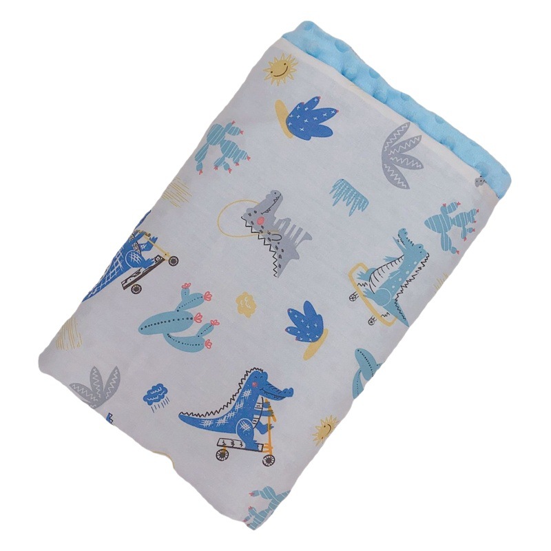 Algodón para niños Four Seasons Beanie manta de felpa calmante ropa de abrigo Beanie manta de primavera y otoño de doble capa cubierta de bebé edredón de felpa corta