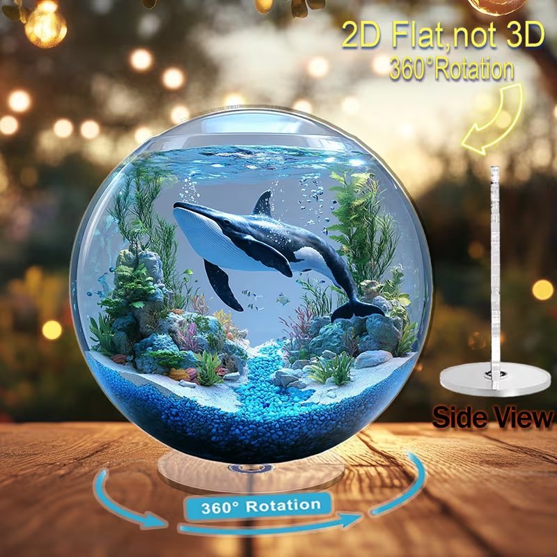 Impresión plana transfronteriza 2D plana 360 giratoria vista de nieve pingüino cabina accesorios de escritorio festivales interiores al aire libre