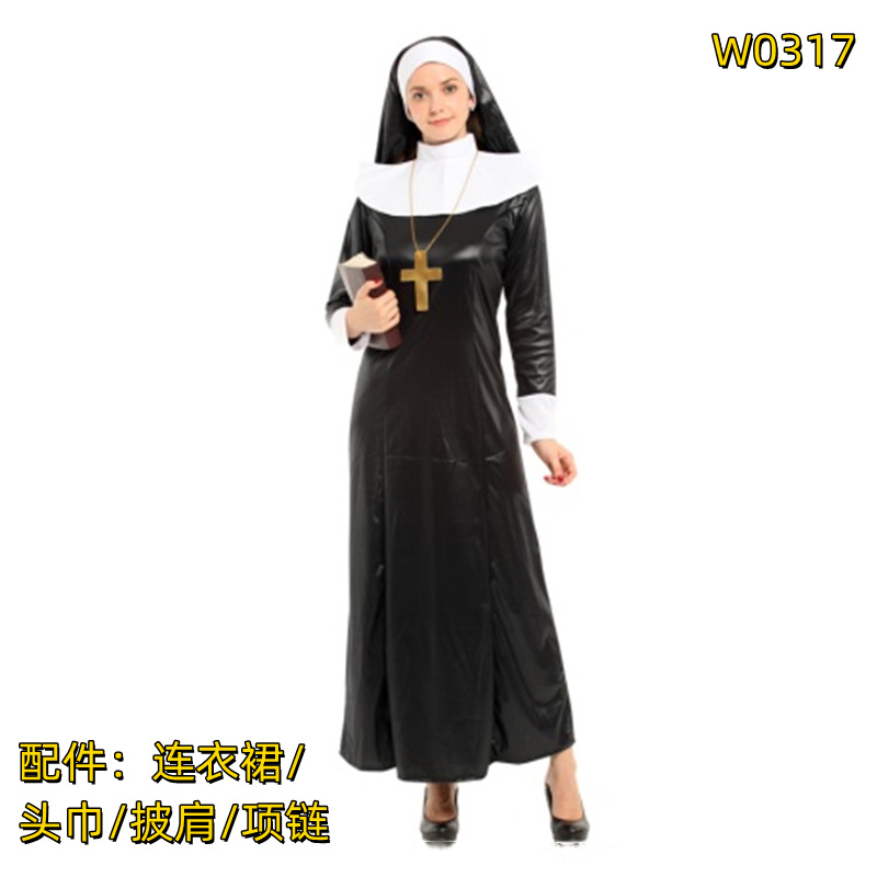 万圣节成人修女服Cos化妆舞会女牧师圣母玛利亚演出服W-0313-阿里巴巴