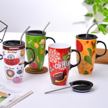 Creative ceramic cup large capacity mug mug fruit colourful