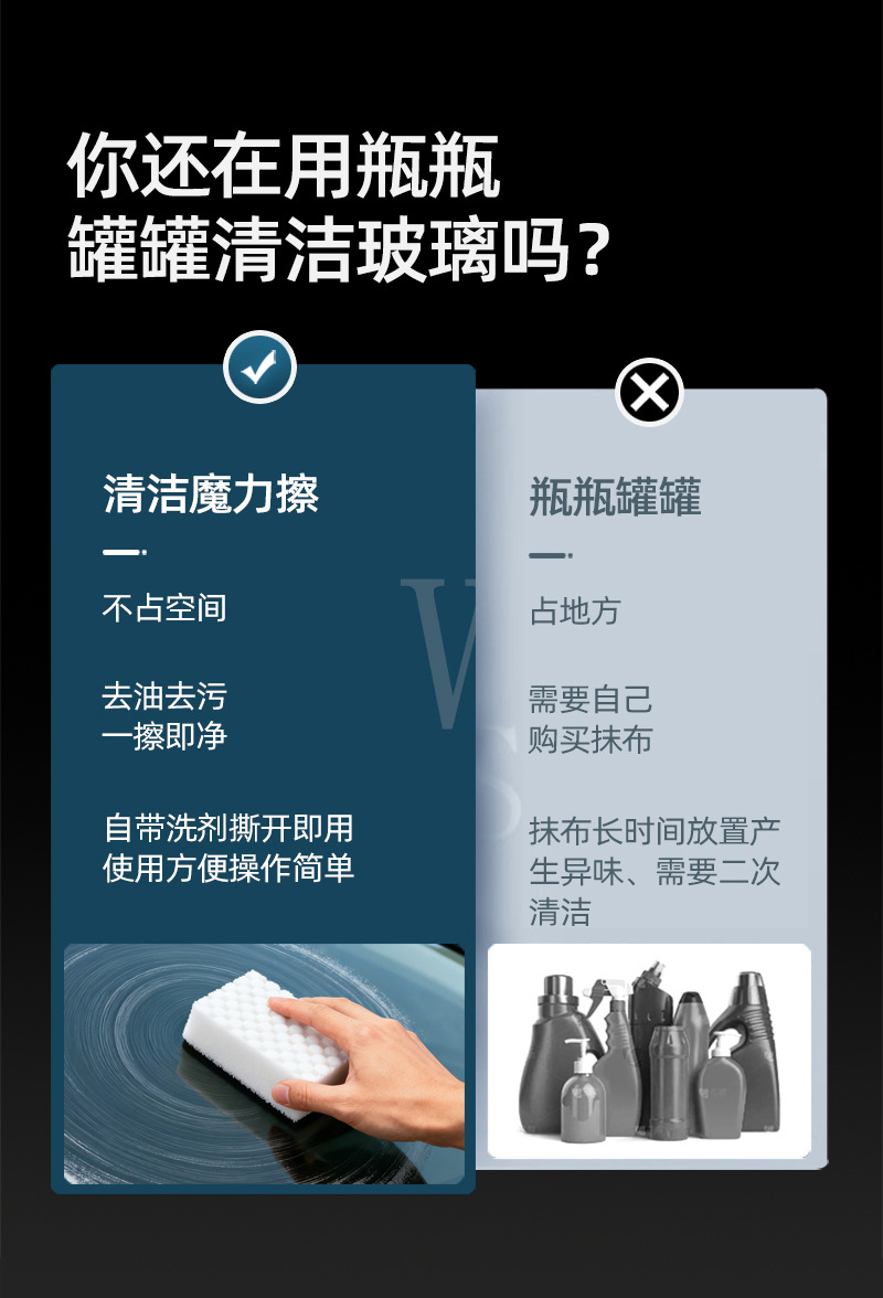 Debedi Car Glass Degreasing Film Sponge Magic Wipe Comes with Detergent Powerful Decontamination Glass Cleaning Artifact