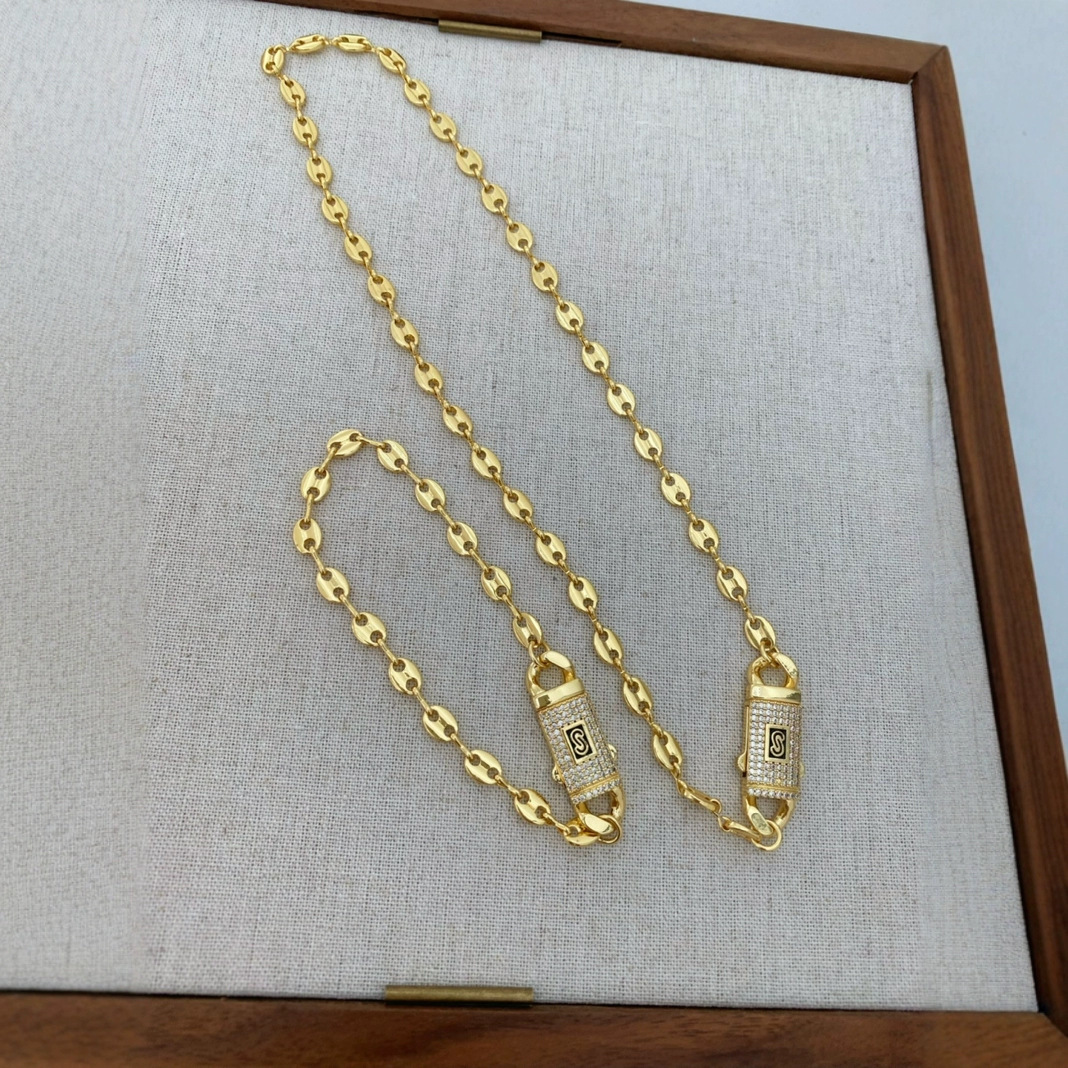 Collana girocollo con catena a forma di naso di maiale con chicchi di caffè, da uomo e da donna, molto venduta_voghion.com