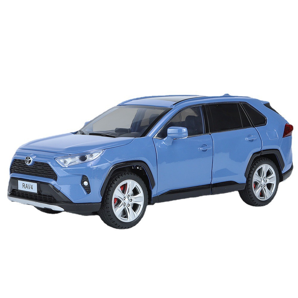 Zhiguan aleación modelo de coche 1:24 genuino Toyota RAV4 Rong Puerta Abierta sonido y luz Tire hacia atrás juguete vehículo todoterreno modelo péndulo