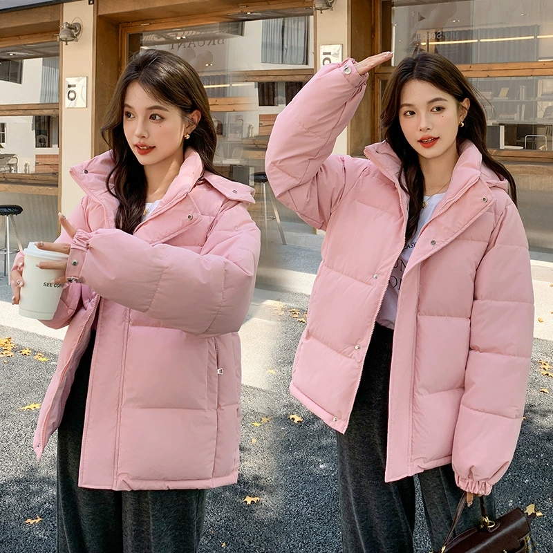 Пуховая хлопчатобумажная одежда женская новая зимняя толстая куртка 2024 хлебная одежда короткая теплая хлопчатобумажная куртка популярна в этом году