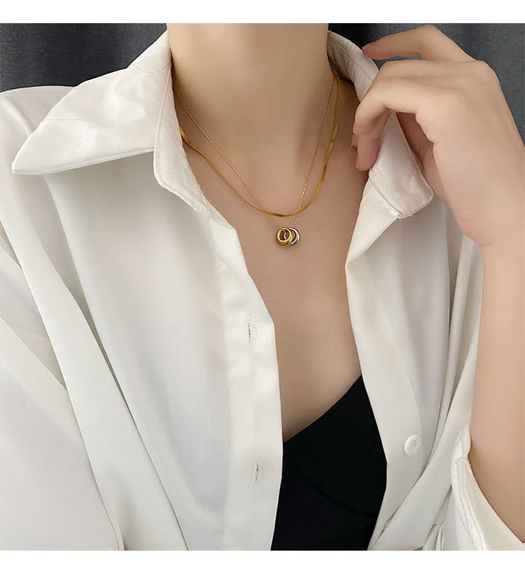 1 Piece Quantity Street Occasion Vacuum Plating Real Gold Plated 18K Silver Round 304 Stainless Steel Simple Style Waterproof Non Tarnish Titanium Pendant Necklace