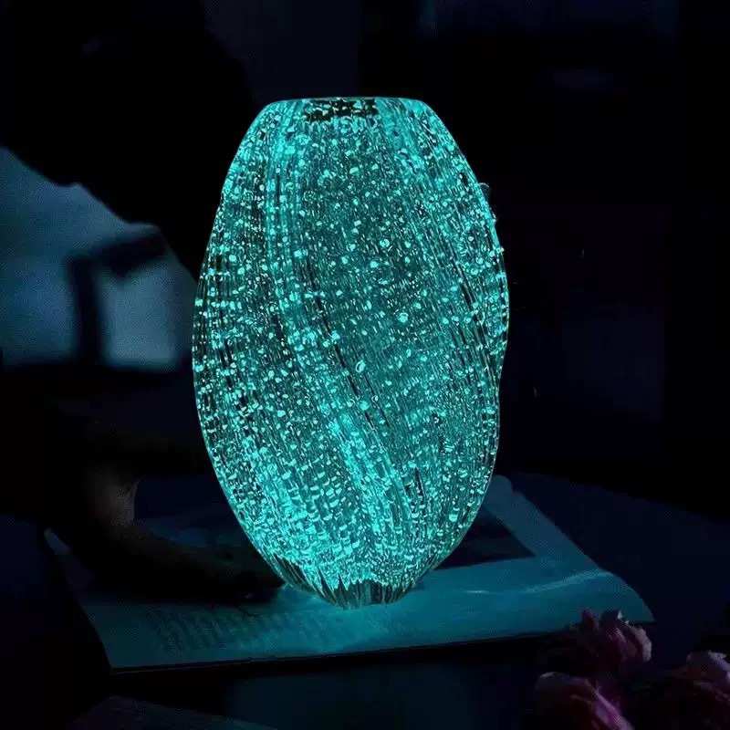 新款麦芽糖透明夜光玻璃花瓶家奢简约高级家居水培装饰花盆摆件