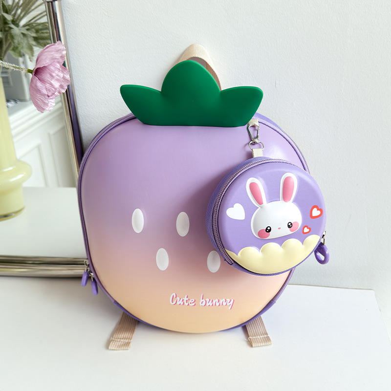 Mochila de dibujos animados para niños y niñas encantadora mochila escolar de estilo de fresa 2025 nueva mochila infantil de cáscara de huevo