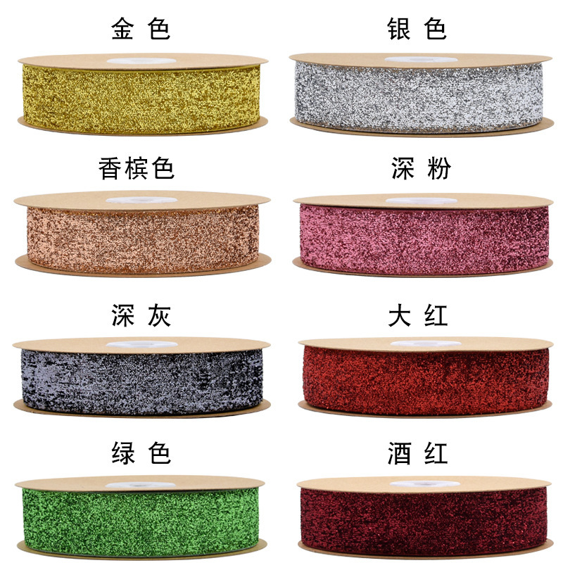 2.5cm transfronterizo venta caliente escenario material de decoración oro y plata plantación de cebolla cinta de seda brillante cinta de cebolla colorida 10 metros
