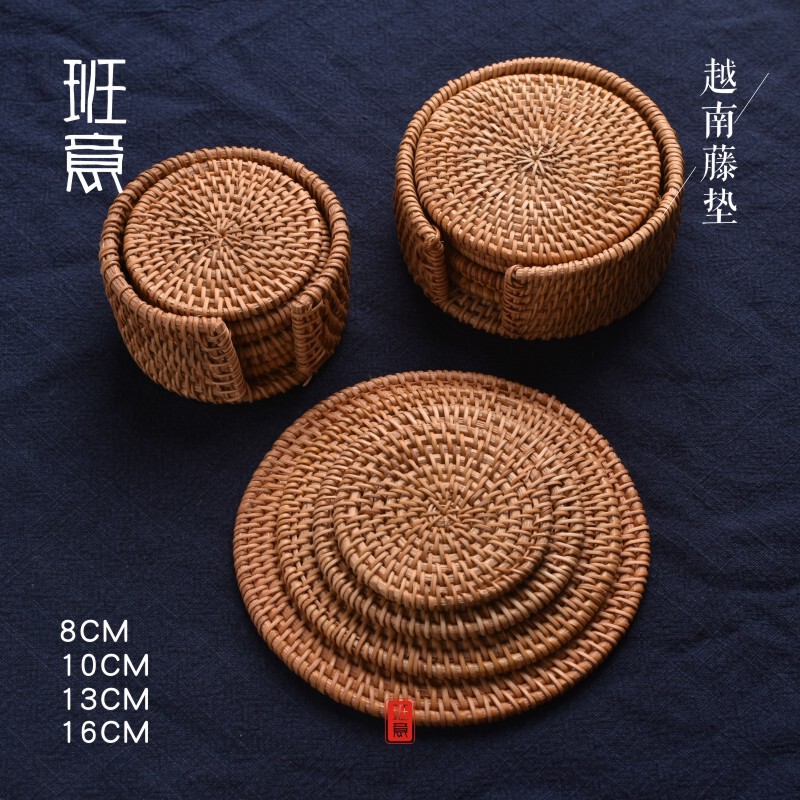 手工编织越南藤编杯垫茶具藤木养壶垫 越南老藤编杯垫批发|undefined