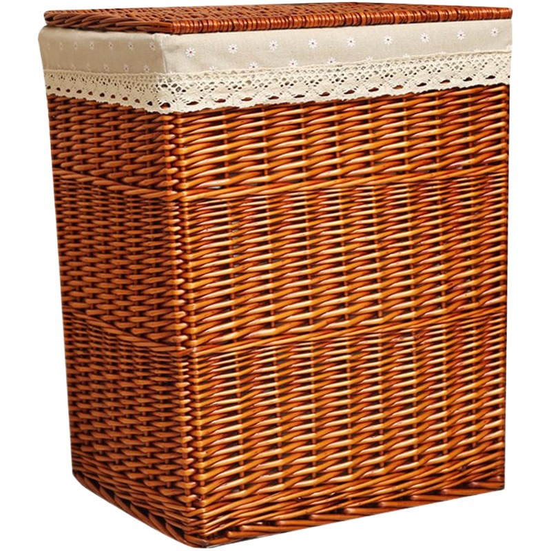 Cesta de ropa tejida de ratán al por mayor ropa sucia cesta de almacenamiento tejida cesta de lavandería tejida de paja cesta de almacenamiento con tapa cesta de lavandería de tela