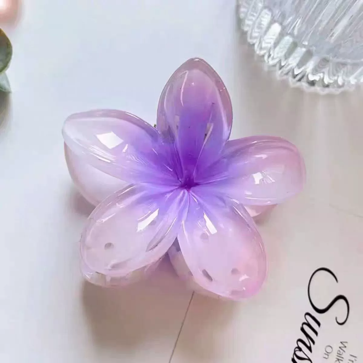 Hairgrip floral clips, princess French-style phalaenopsis & plumeria, multi-size duckbill & pins