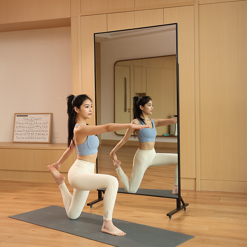 Movable Dance Mirror Universal Wheel Floor Mirror Household Mirror Full Body Done Mirror Yoga Fitness Training Room Mirror