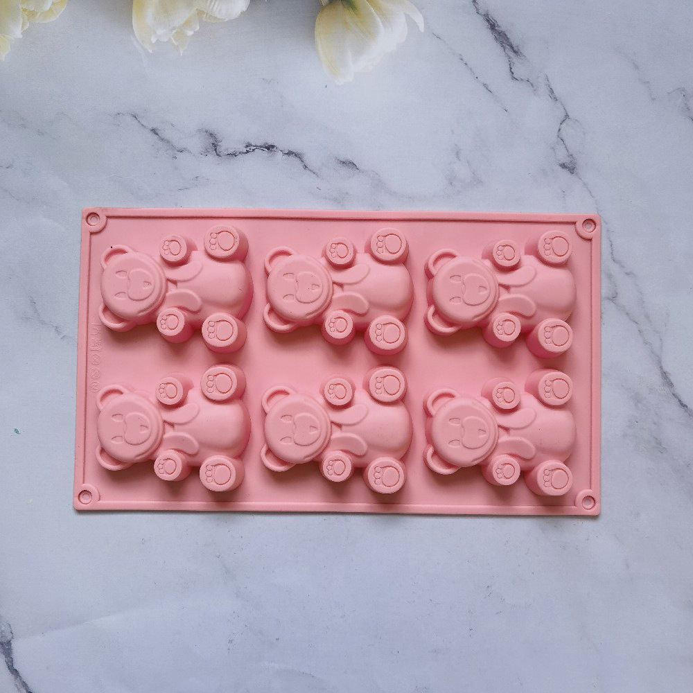 6 Big Bear 141 molde de silicona pastel helado pudín molde de postre jabón utensilios