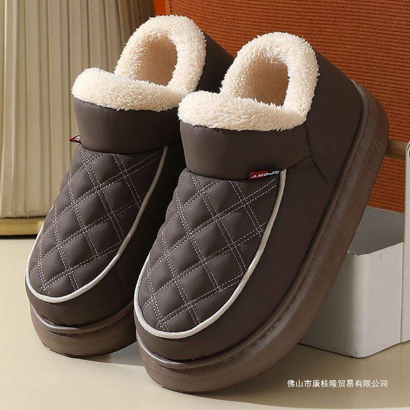 Cotton Slippers for Couples to Wear Outside in All Seasons, Fleece-Lined Indoor Home Warm Thick-Soled Waterproof Anti-Slip Bags for Men and Women Cotton Slippers Cotton Slippers for Couples to Wear Outside in All Seasons, Fleece-Lined Indoor Home Warm Thick-Soled Waterproof Anti-Slip Bags for Men and Women Cotton Slippers