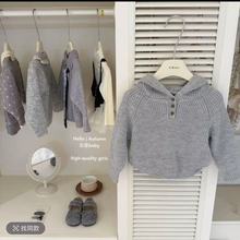 女童针织衫儿童秋季秋冬新款连帽毛衣宝宝开衫女童春秋韩版外套潮