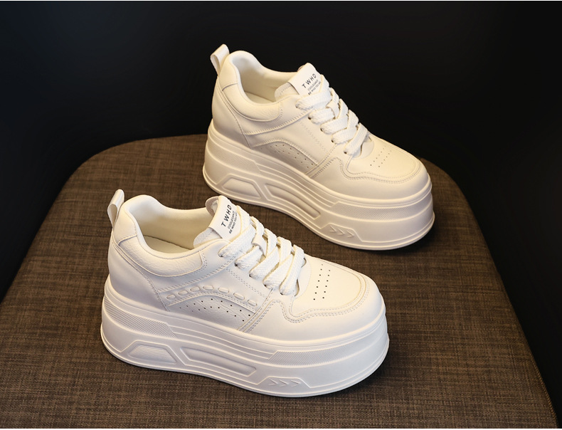 Giày sneaker nữ đế dày tăng chiều cao, phong cách thời trang đa năng — màu be chi tiết 4