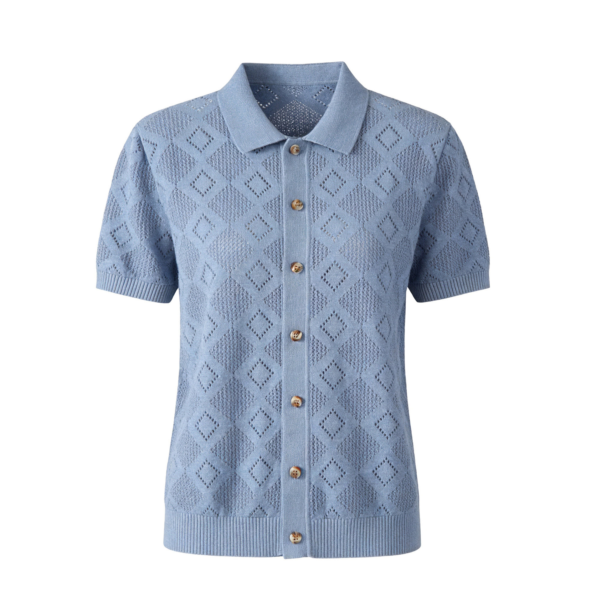 Polo camiseta de punto camiseta de manga corta hombre cardigan cuadrilátero hueco viejo viento de verano fábrica transfronteriza al por mayor