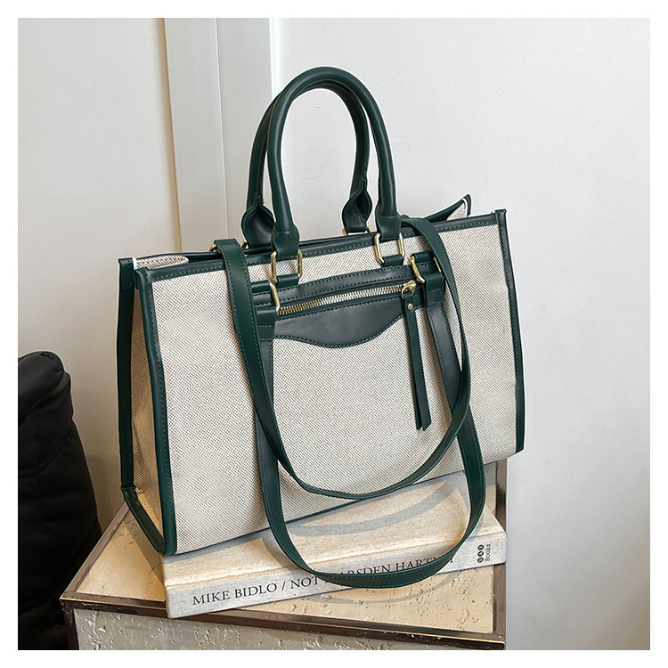 Bolsas casuales de gran capacidad para mujeres 2024 otoño nueva moda lona de hombro bolsas de brazo de viaje simple bolsas de mano image 7