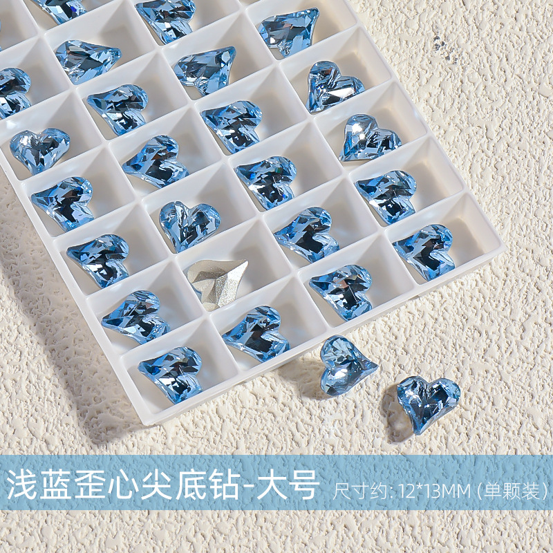 Nuevo flash melocotón corazón amor diamante puntiagudo Fondo diamante K9 accesorios de uñas al por mayor