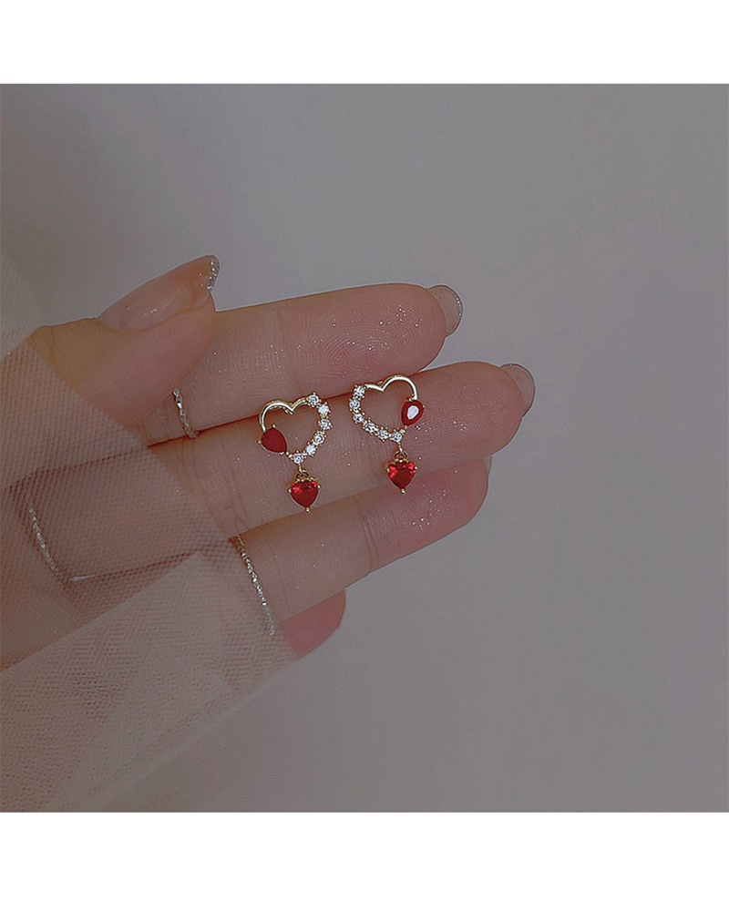 Simple Style Heart Shape Copper Inlay Zircon Drop Earrings 1 Pair