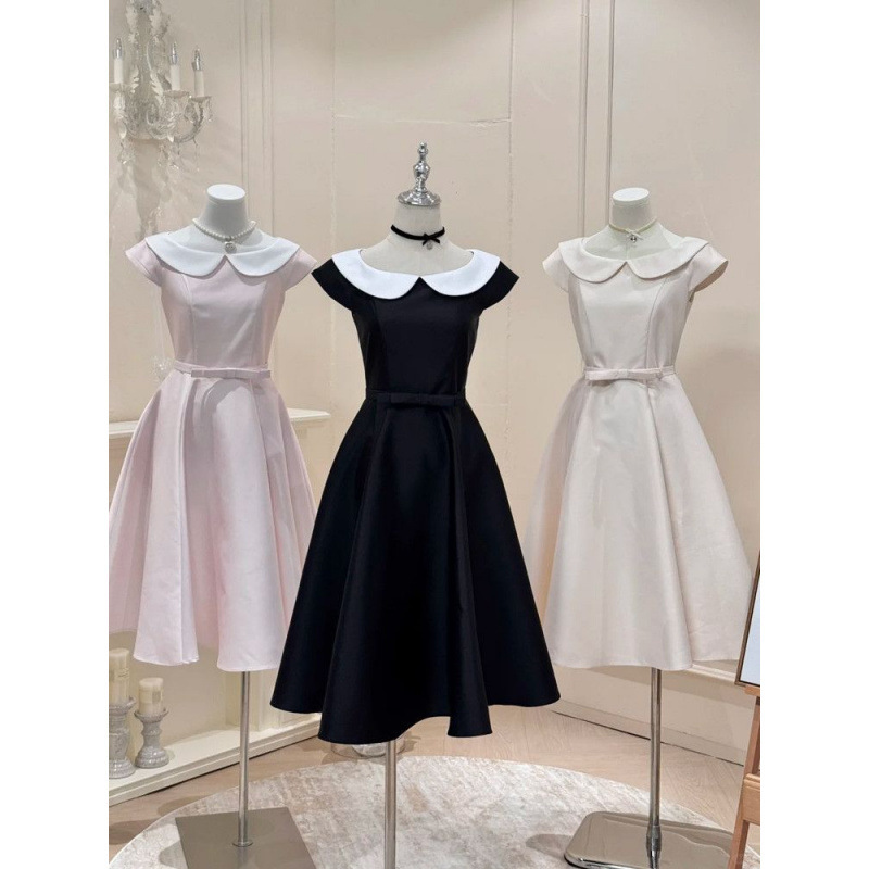 Miss Windsor French Simple and Gentle Elegant Waist-Cinching Doll Collar Dress Hepburn-Like Princess Dress Free Shipping