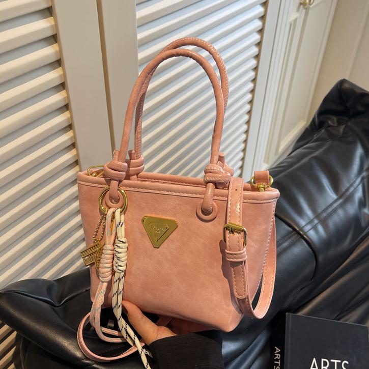 Bolso de mano simple de estilo extranjero para mujeres 2025, nuevo bolso de cubo de alta calidad, bolso de hombro casual simple