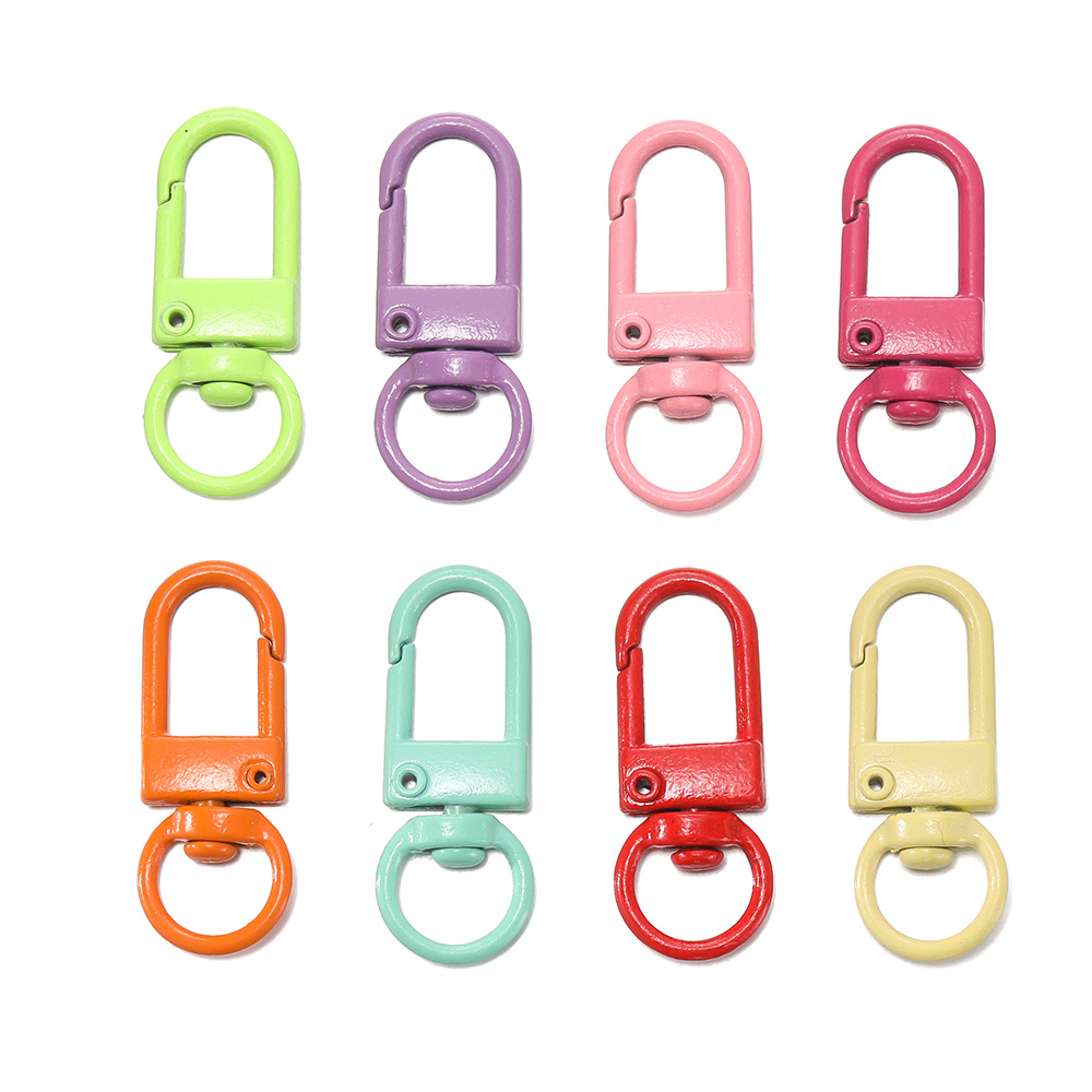 New Color Spray Paint 3 Points Small Door Buckle Alloy Keychain DIY Doll Pendant Mobile Phone Chain Bag Jewelry Accessories